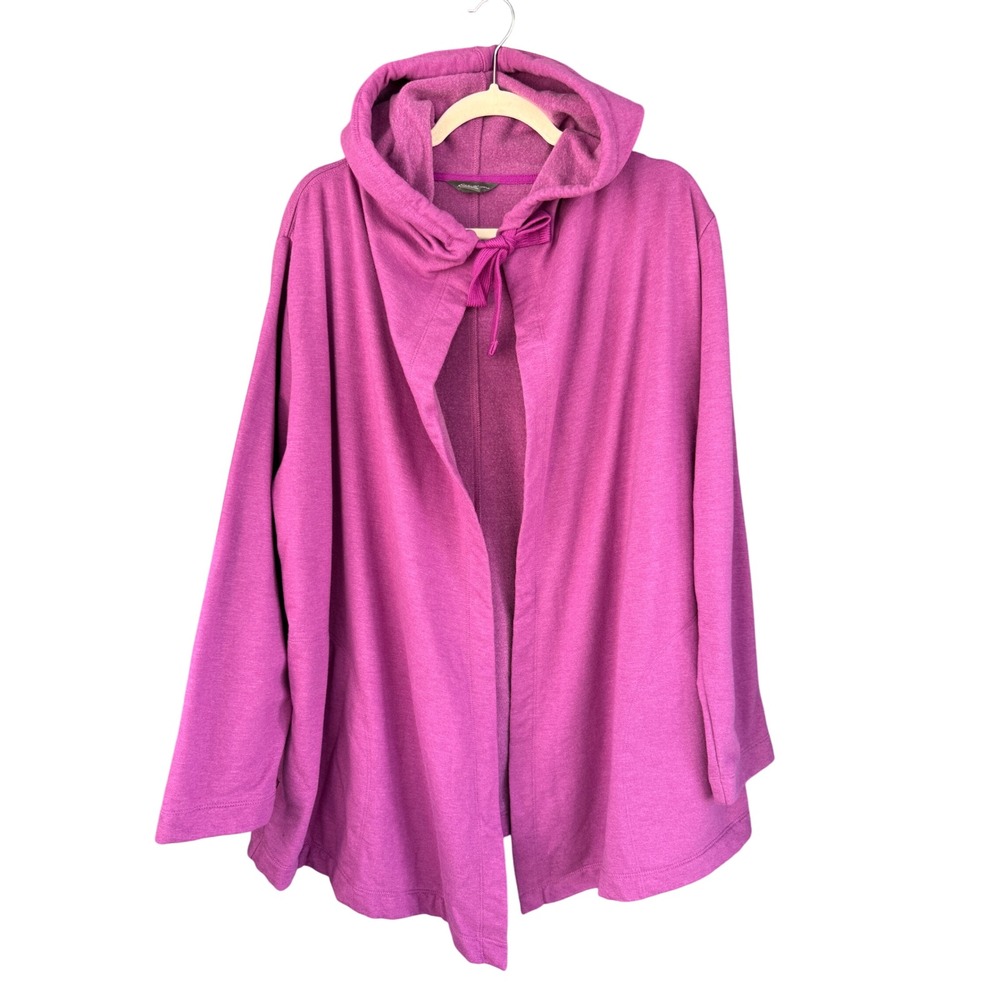 A5 Eddie Bauer Women's XL Hooded Cape Poncho Cardigan Cloak Purple‎ Cotton Blend